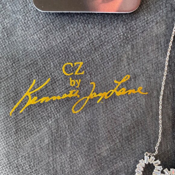 CZ By Kenneth Jay Lane Baguette Open Heart Necklace 2 CTTW 16" w/Gift Bag - Picture 3 of 8